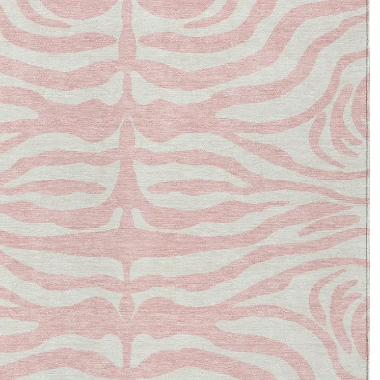 9' X 12' Pink And Gray Animal Print Washable Indoor Outdoor Area Rug
