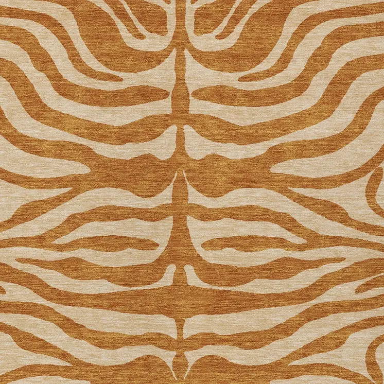8' X 10' Copper And Tan Animal Print Washable Indoor Outdoor Area Rug