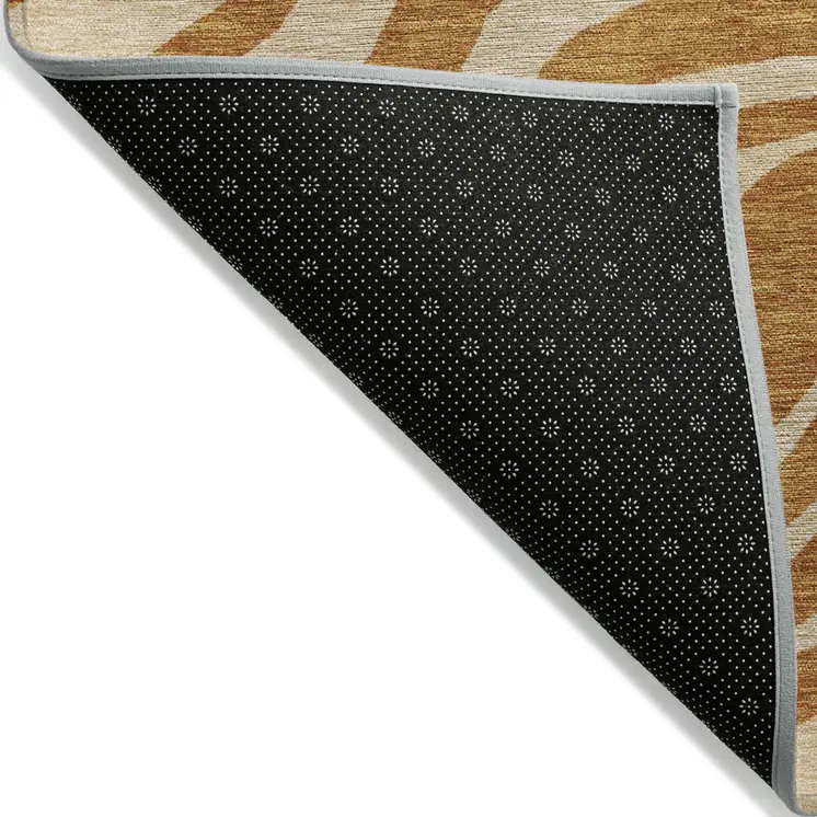 10' X 14' Copper And Tan Animal Print Washable Indoor Outdoor Area Rug
