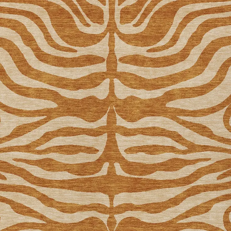 10' X 14' Copper And Tan Animal Print Washable Indoor Outdoor Area Rug