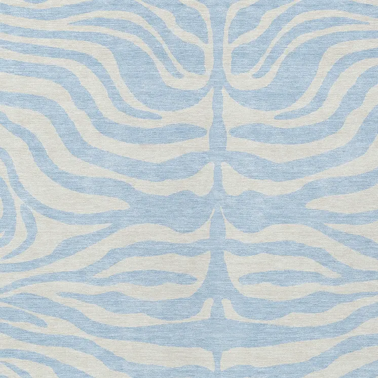 8' X 10' Sky Blue And Ivory Animal Print Washable Indoor Outdoor Area Rug