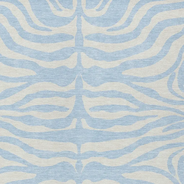 9' X 12' Sky Blue And Ivory Animal Print Washable Indoor Outdoor Area Rug
