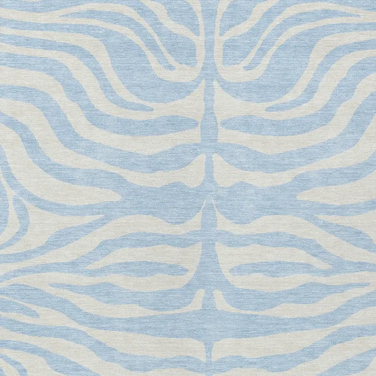 10' X 14' Sky Blue And Ivory Animal Print Washable Indoor Outdoor Area Rug