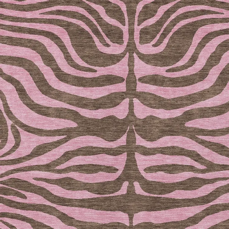 5' X 8' Brown And Pink Animal Print Washable Indoor Outdoor Area Rug
