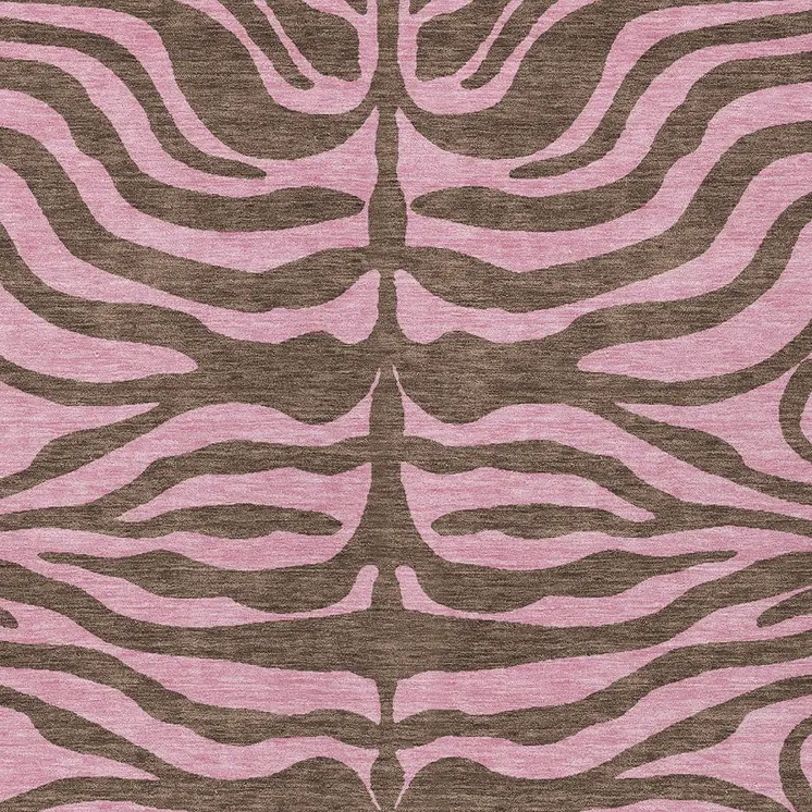 9' X 12' Brown And Pink Animal Print Washable Indoor Outdoor Area Rug