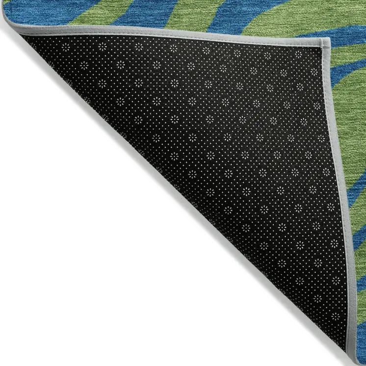 3' X 5' Green And Teal Blue Animal Print Washable Indoor Outdoor Area Rug