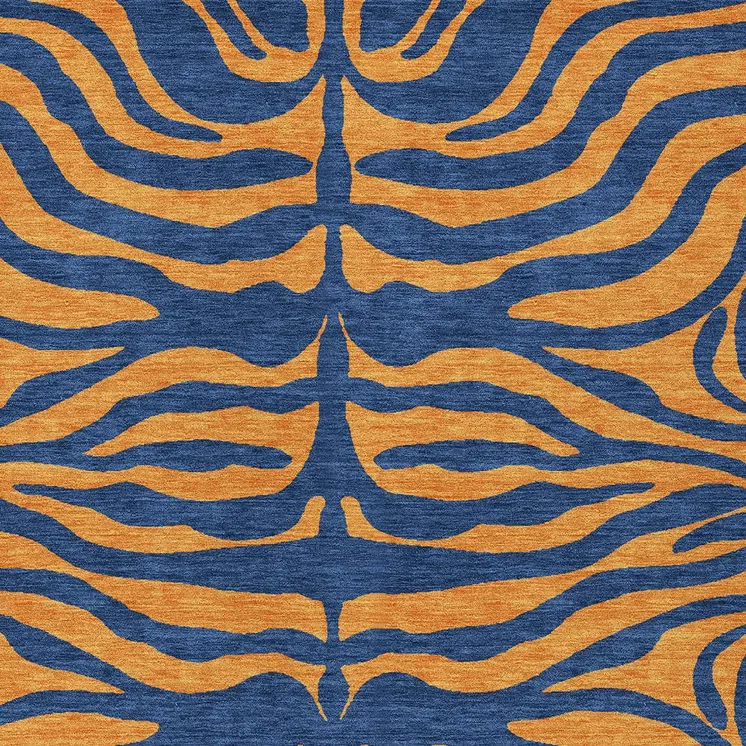 3' X 5' Navy Blue And Pink Animal Print Washable Indoor Outdoor Area Rug