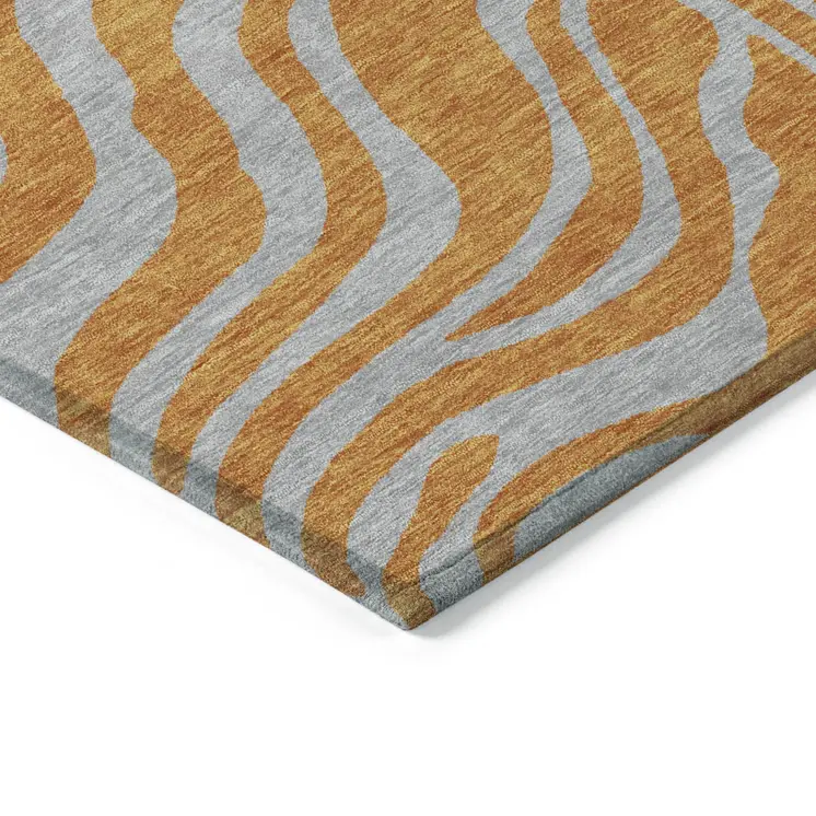 3' X 5' Copper And Gray Animal Print Washable Indoor Outdoor Area Rug