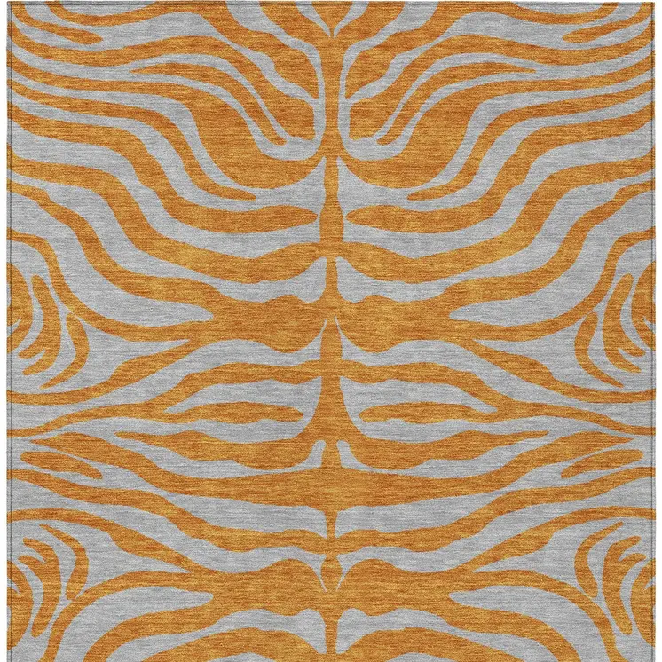 8' X 10' Copper And Gray Animal Print Washable Indoor Outdoor Area Rug