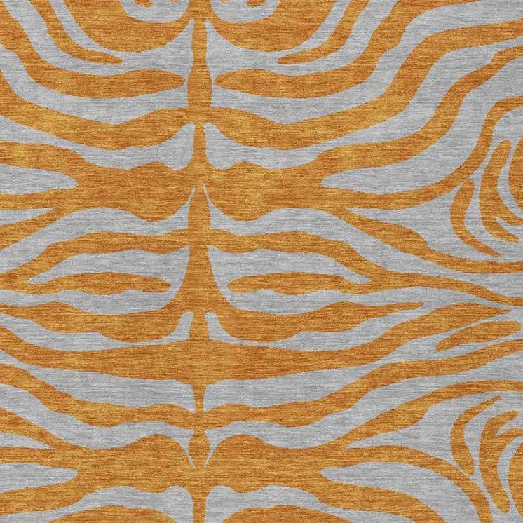 9' X 12' Copper And Gray Animal Print Washable Indoor Outdoor Area Rug