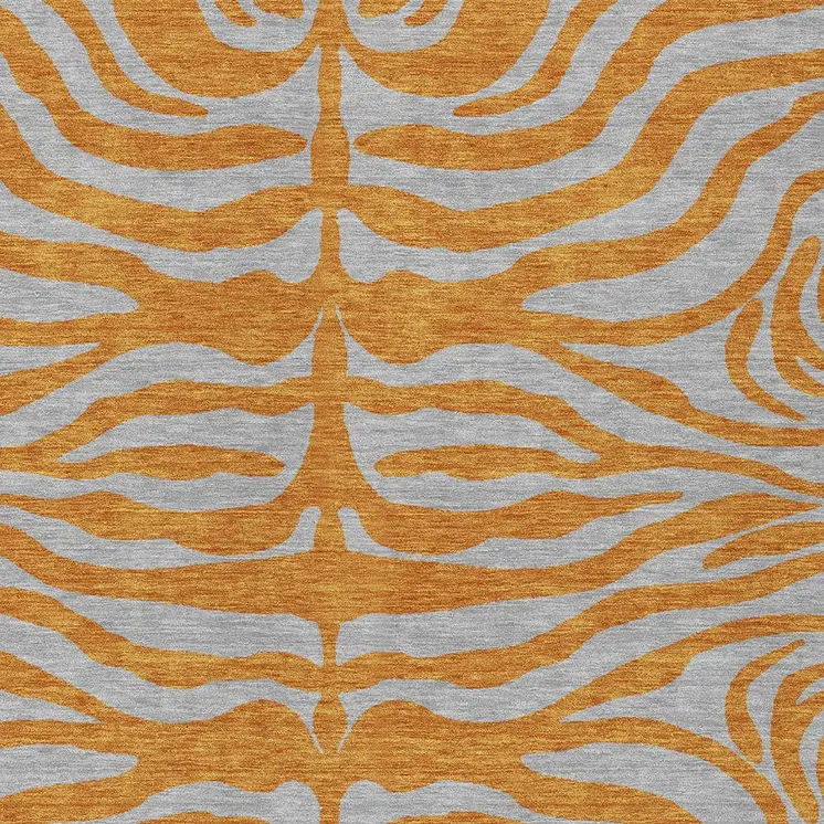10' X 14' Copper And Gray Animal Print Washable Indoor Outdoor Area Rug