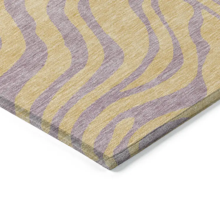 8' Peach And Purple Round Animal Print Washable Indoor Outdoor Area Rug