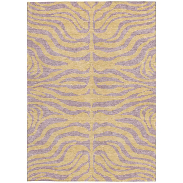 10' X 14' Peach And Purple Animal Print Washable Indoor Outdoor Area Rug