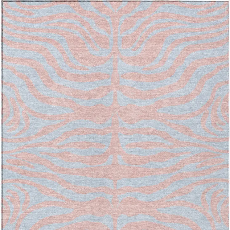 8' X 10' Pink And Gray Animal Print Washable Indoor Outdoor Area Rug