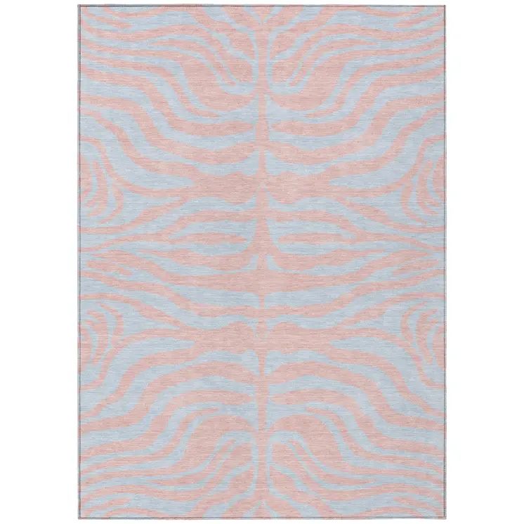 8' X 10' Pink And Gray Animal Print Washable Indoor Outdoor Area Rug