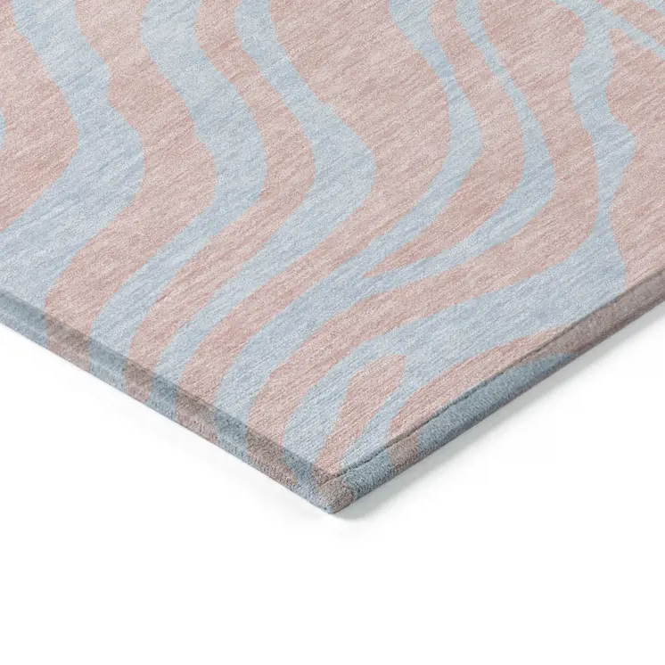 8' X 10' Pink And Gray Animal Print Washable Indoor Outdoor Area Rug