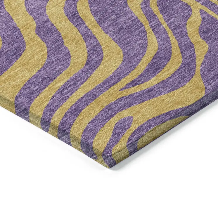 8' X 10' Purple And Copper Animal Print Washable Indoor Outdoor Area Rug