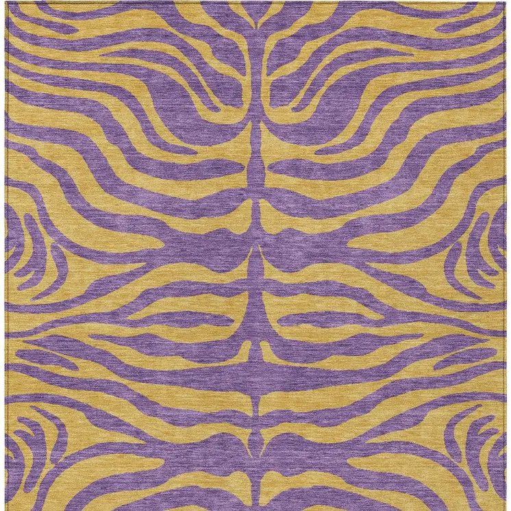 10' X 14' Purple And Copper Animal Print Washable Indoor Outdoor Area Rug