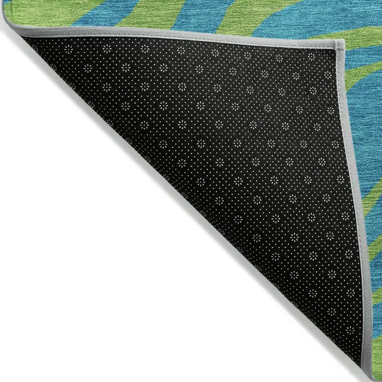 3' X 5' Teal Blue And Green Animal Print Washable Indoor Outdoor Area Rug