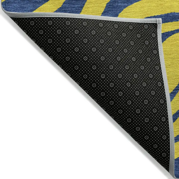 8' X 10' Yellow And Blue Animal Print Washable Indoor Outdoor Area Rug