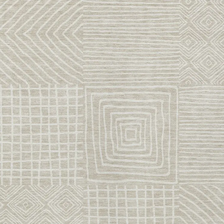 9' X 12' Beige And Ivory Geometric Washable Indoor Outdoor Area Rug