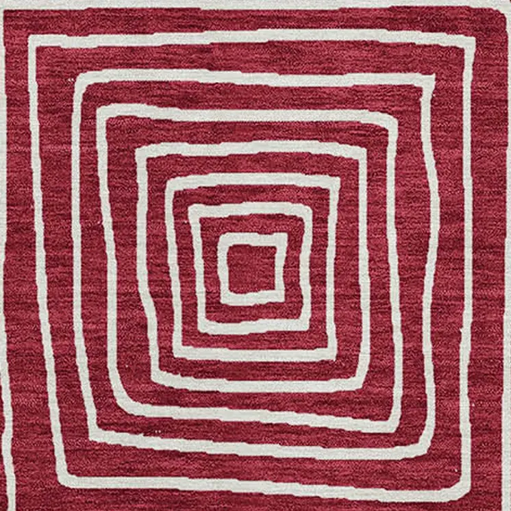 8' X 10' Red And Ivory Geometric Washable Indoor Outdoor Area Rug