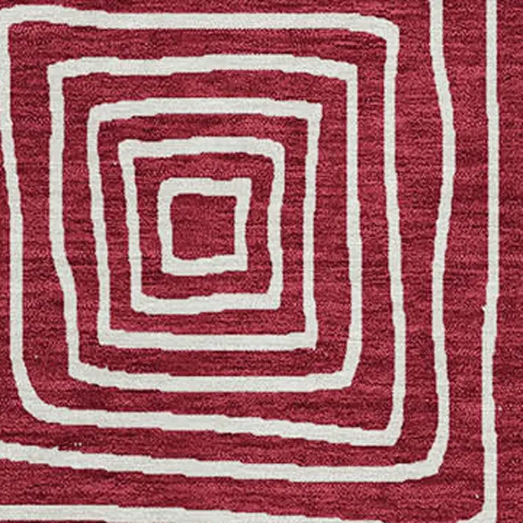 8' X 10' Red And Ivory Geometric Washable Indoor Outdoor Area Rug