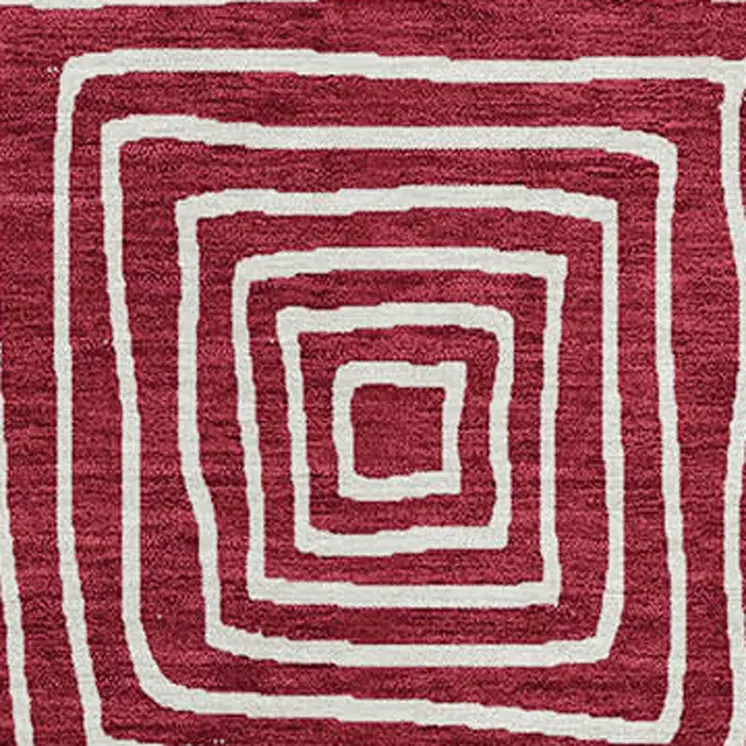 10' X 14' Red And Ivory Geometric Washable Indoor Outdoor Area Rug