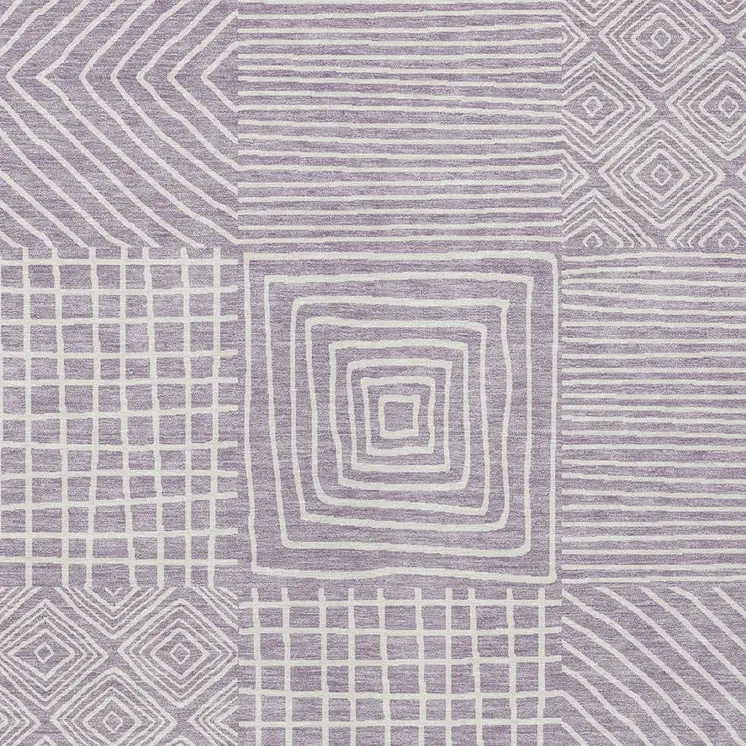 5' X 8' Lavender And Ivory Geometric Washable Indoor Outdoor Area Rug