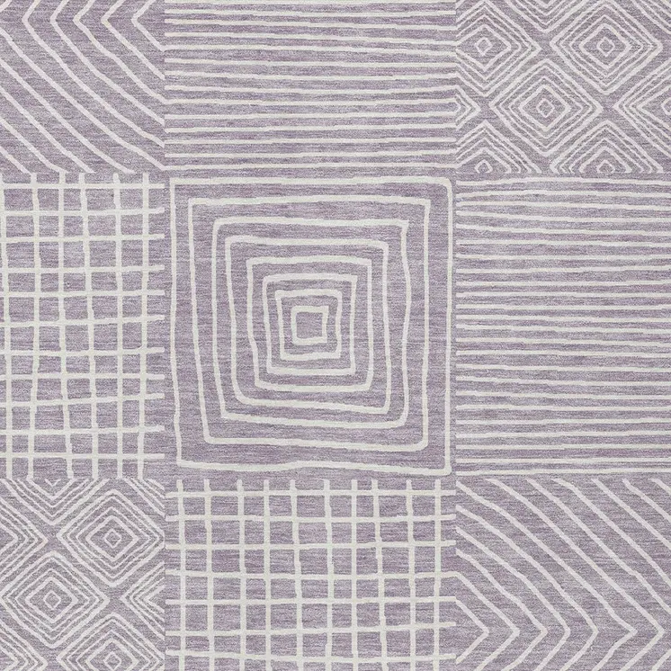 10' X 14' Lavender And Ivory Geometric Washable Indoor Outdoor Area Rug