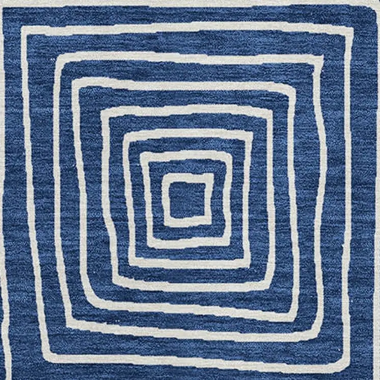 8' X 10' Navy Blue And Ivory Geometric Washable Indoor Outdoor Area Rug