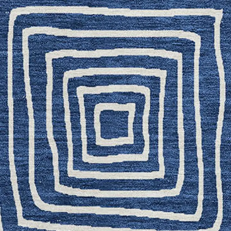 9' X 12' Navy Blue And Ivory Geometric Washable Indoor Outdoor Area Rug
