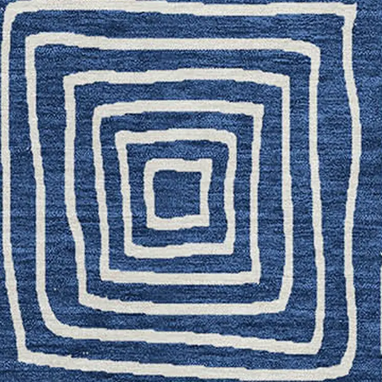 10' X 14' Navy Blue And Ivory Geometric Washable Indoor Outdoor Area Rug