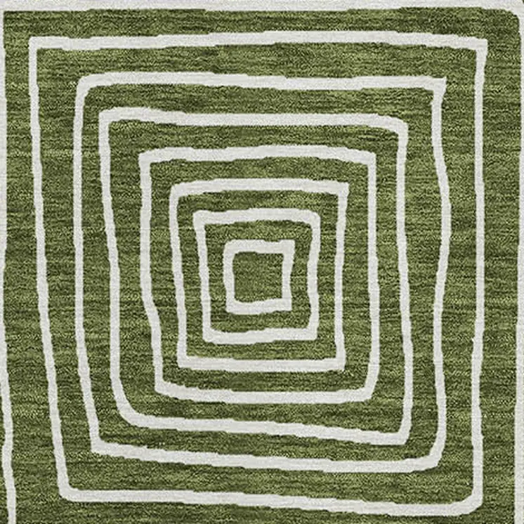 9' X 12' Olive Green And Ivory Geometric Washable Indoor Outdoor Area Rug