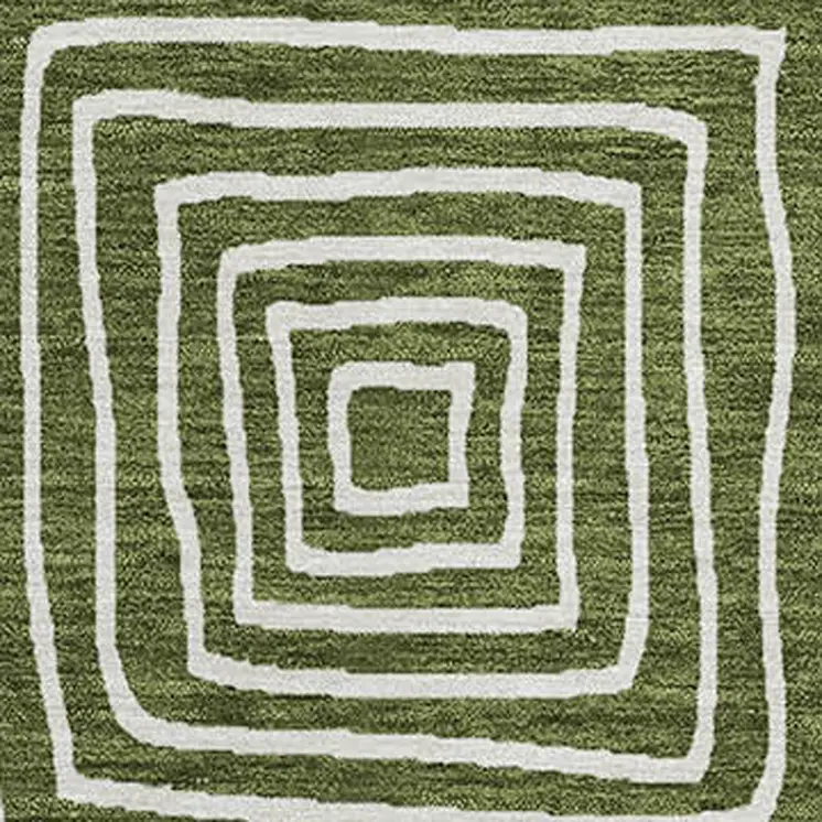 9' X 12' Olive Green And Ivory Geometric Washable Indoor Outdoor Area Rug