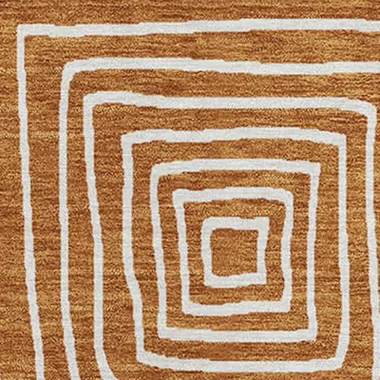 3' X 5' Copper And Ivory Geometric Washable Indoor Outdoor Area Rug