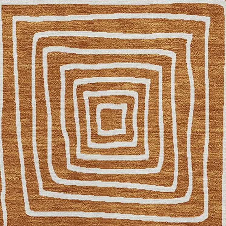 10' X 14' Copper And Ivory Geometric Washable Indoor Outdoor Area Rug