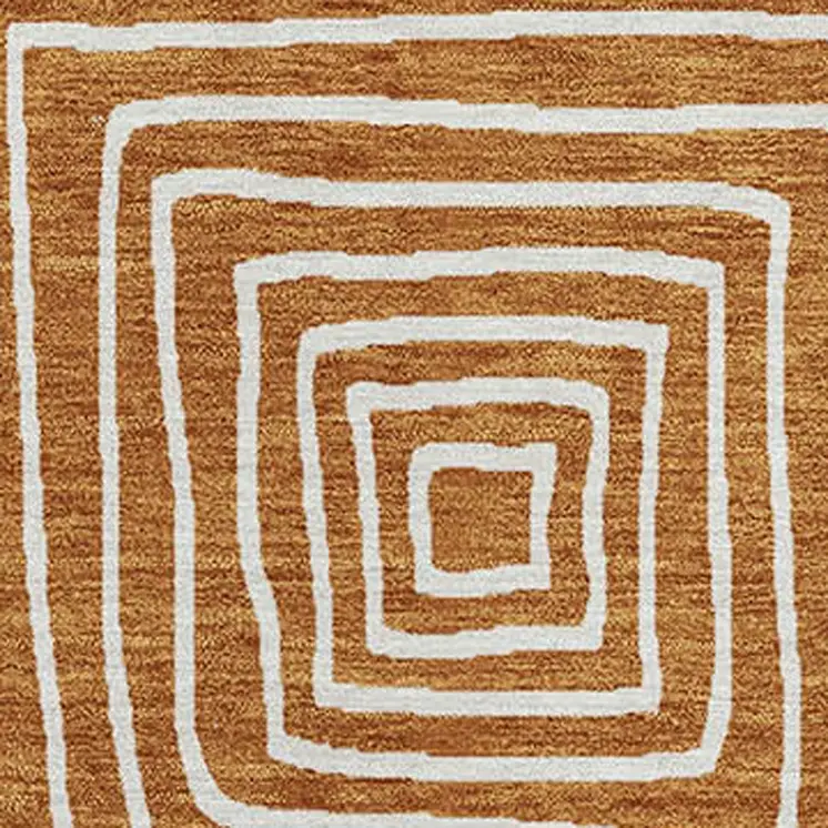10' X 14' Copper And Ivory Geometric Washable Indoor Outdoor Area Rug