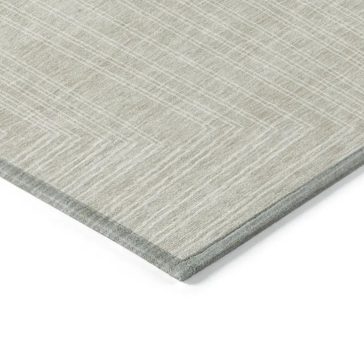 3' X 5' Beige And Ivory Geometric Washable Indoor Outdoor Area Rug