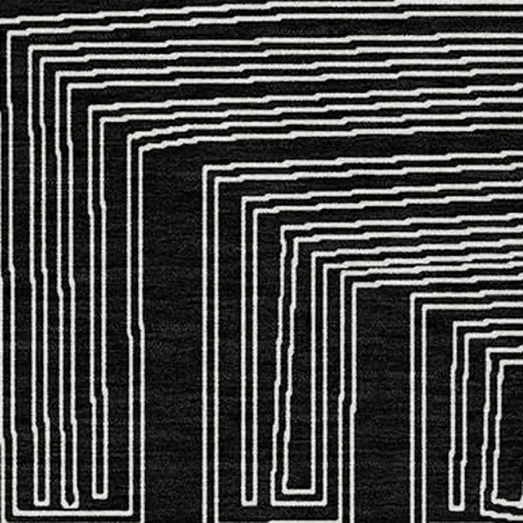 9' X 12' Black And Ivory Geometric Washable Indoor Outdoor Area Rug