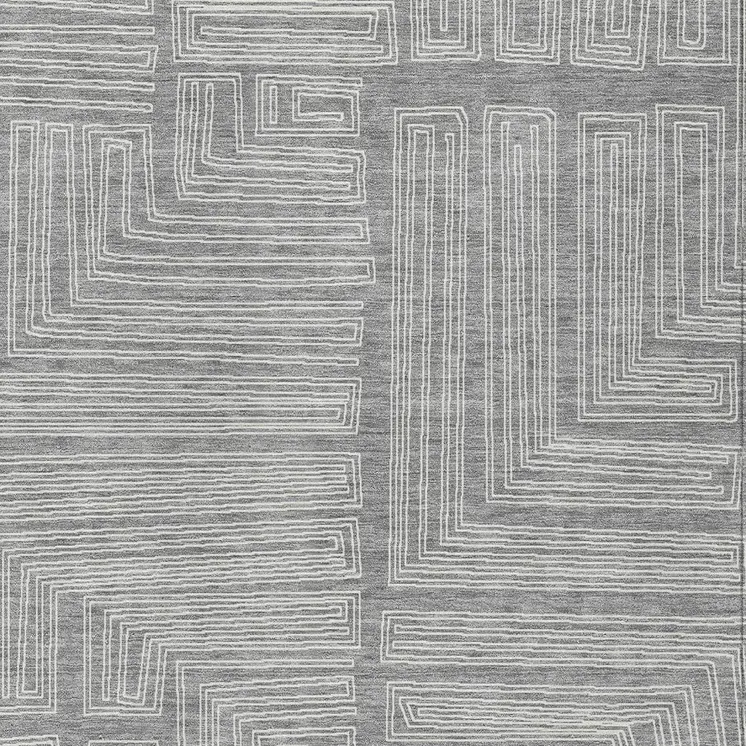 8' X 10' Gray And Ivory Geometric Washable Indoor Outdoor Area Rug