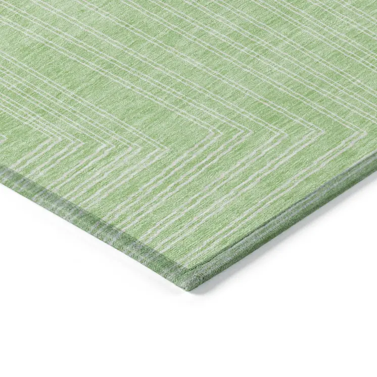 5' X 8' Mint Green And Ivory Geometric Washable Indoor Outdoor Area Rug