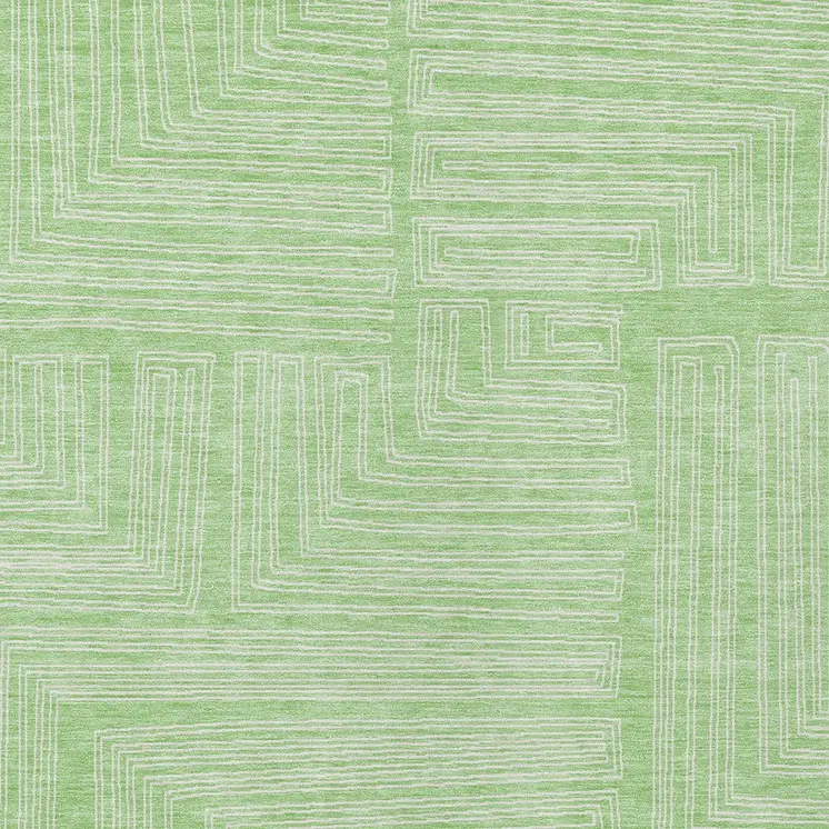 10' X 14' Mint Green And Ivory Geometric Washable Indoor Outdoor Area Rug