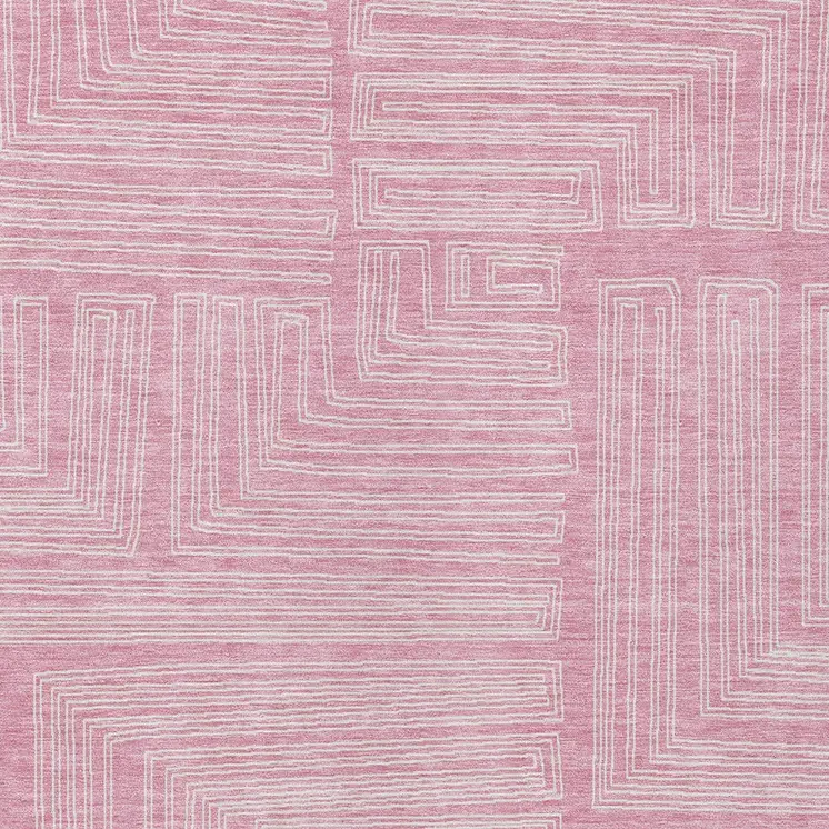 10' X 14' Pink And Ivory Geometric Washable Indoor Outdoor Area Rug