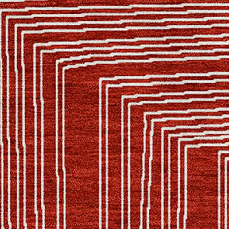 9' X 12' Red And Ivory Geometric Washable Indoor Outdoor Area Rug