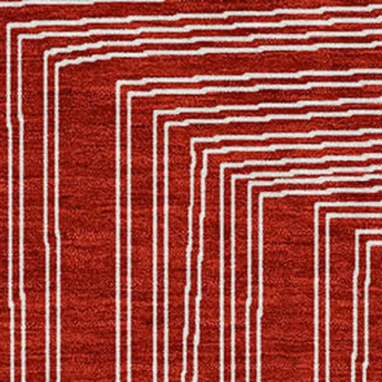 10' X 14' Red And Ivory Geometric Washable Indoor Outdoor Area Rug