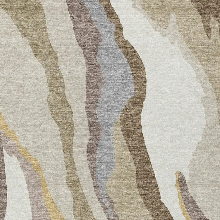 3' X 5' Beige Brown And Gray Abstract Washable Indoor Outdoor Area Rug