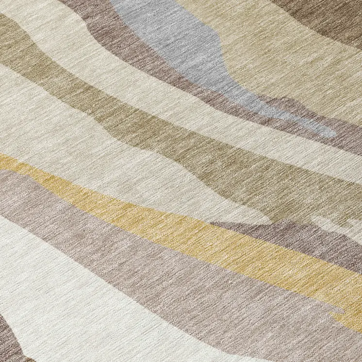 5' X 8' Beige Brown And Gray Abstract Washable Indoor Outdoor Area Rug