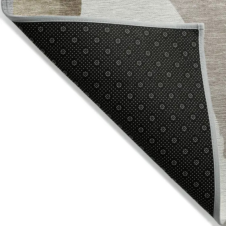8' X 10' Beige Brown And Gray Abstract Washable Indoor Outdoor Area Rug