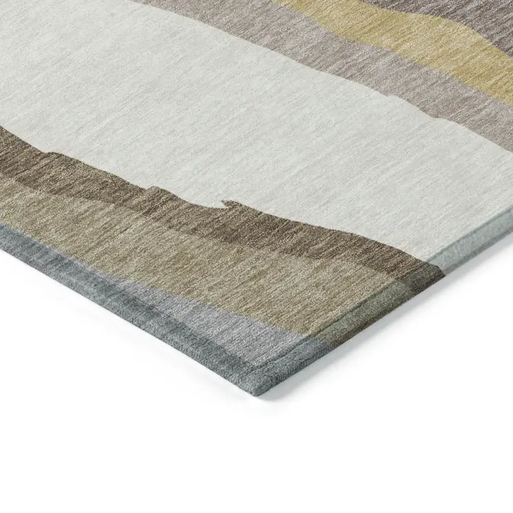 8' X 10' Beige Brown And Gray Abstract Washable Indoor Outdoor Area Rug